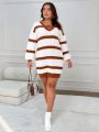 SHEIN Frenchy Plus Size Striped Drop Shoulder Sweater