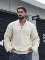 Extended Sizes Men's Plus Size Solid Color Drop Shoulder Sweater