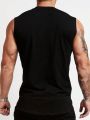 Men's Letter & Flag Printed Athletic Tank Top