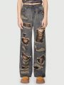 ROMWE Grunge Punk Women Distressed Jeans