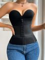 Solid Color Front Zipper & Hook Eye Waist Trainer