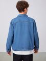 SHEIN Teen Boy Flap Pocket Denim Jacket