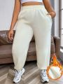 Plus Size Solid Color Elastic Waist Pants