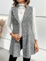SHEIN Essnce Women's Gray Striped Sleeveless Woolen Vest