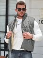 Manfinity Homme Men's Plus Size Sleeveless Hoodless Zipper Closure Warm Jacket In Grey