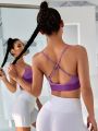 Two Tone Crisscross Backless Sports Bra