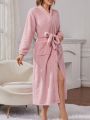 Solid Belted Flannel Robe