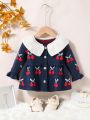 Baby Girl Cherry Pattern Doll Collar Cardigan