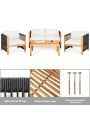 Gymax 4PCS Acacia Wood Outdoor Patio Furniture Conversation Set W/ White Cushions