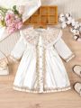 Silk Golden Patterned Elegant Coat For Baby Girls