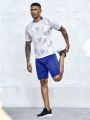 Football Men's Geometric Print Short Sleeve Shirt & Shorts Football Uniform Set