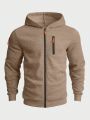 SHEIN Men's Hooded Zip-up Sweatshirt With Front Zipper