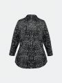 Women's Plus Size Shawl Collar Sequined Open Front Blazer Jacket