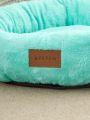 PETSIN Green Short Plush Warm Deep Sleep Pet Bed Round Cushion, Suitable For Cats And Dogs, Removable And Washable
