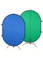 7.3 x 4.8ft 2 Side Collapsible Chromakey Green Blue Backdrop with 7.6ft/2.3M Support Stand Reversible Background Video Live Stream Gaming with Bag
