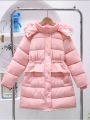 Tween Girl Fuzzy Trim Hooded Puffer Coat