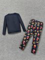 SHEIN Young Boy French Fries & Letter Graphic PJ Set