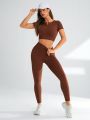 Yoga High Street Women'S Solid Color Slim Fit Sports Suit