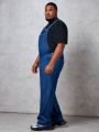 SHEIN Extended Sizes Men'S Plus Size Denim Overalls