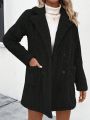 Women's Color Block Lapel Double-breasted Coat