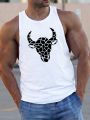 Men Geo Cattle Print Sports Tank Top