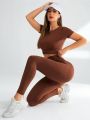 Yoga High Street Women'S Solid Color Slim Fit Sports Suit