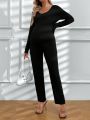 SHEIN Maternity Solid Color Slim Fit Jumpsuit