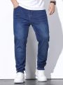 Extended Sizes Men's Plus Size Denim Jeans With Pockets