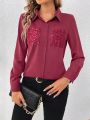 Women'S Patchwork Sparkly Pocket Shirt