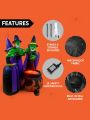 6 FT Tall Halloween Inflatable Three Witches Around Cauldron with Flame Light Inflatable Yard Decoration Blow Up Inflatables with Build-in LEDs for Halloween Party Indoor, Outdoor Decorations
