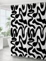 Le freak c est chic Black Twisted Line Pattern Waterproof Shower Curtain