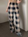 DAZY Plaid Furry Straight Pants For Pajamas