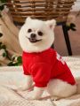 Debiesn 1pc Cute Red Baby Heart Pet Pattern Printed Warm Hoodless Sweater