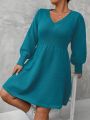 SHEIN Essnce Plus Solid V Neck Sweater Dress