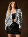 HOUSE OF THE DRAGON X SHEIN Plus Size Bubble Sleeve Jacket With Shawl Collar