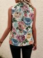 Random Floral Pattern Vest Jacket