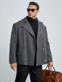 SHEIN Extended Sizes Men Plus Lapel Neck Double Breasted Overcoat