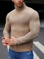 SHEIN Men High Neck Ribbed Knit Tee