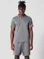 SUMWON Open Neck Polo Shirt And Short Set