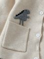 Infant Boys' Cute Dinosaur Pattern Cardigan With Double Pockets