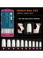 krofaue Half Cover False Nails Tips Set 1000pcs French Style Nail Tips Kit with Nail Gel, Clipper, Nail File Strips and Mini UV Nail Lamp with Box for Nail Tips Art Salons and Home DIY