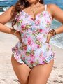 SHEIN Swim Mod Plus Size Floral Printed One-Piece Swimsuit