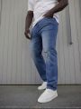 Manfinity Homme Men's Plus Size Water-washed Ripped Jeans