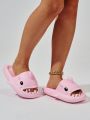 Fashionable And Fun Shark Design Thick Soled One-piece Molded Plastic Slippers