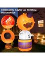 Gymax 6FT Tall Halloween Ghost Pumpkin Inflatable Hot Air Balloon Decor w/ LED Lights