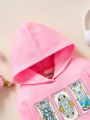 CARDCAPTOR SAKURA | SHEIN Young Girl Cartoon Print Contrast Stripe Hooded Sweatshirt