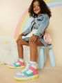 Girls Colorblock Lace Up Front High Top Sneakers
