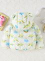 Baby Girl Rainbow & Unicorn Print 3D Ear Design Hooded Puffer Coat