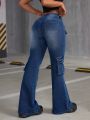 SHEIN ICON Vintage Cargo Style Denim Flare Pants