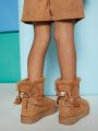 Girls Bow Decor Fuzzy Trim Boots